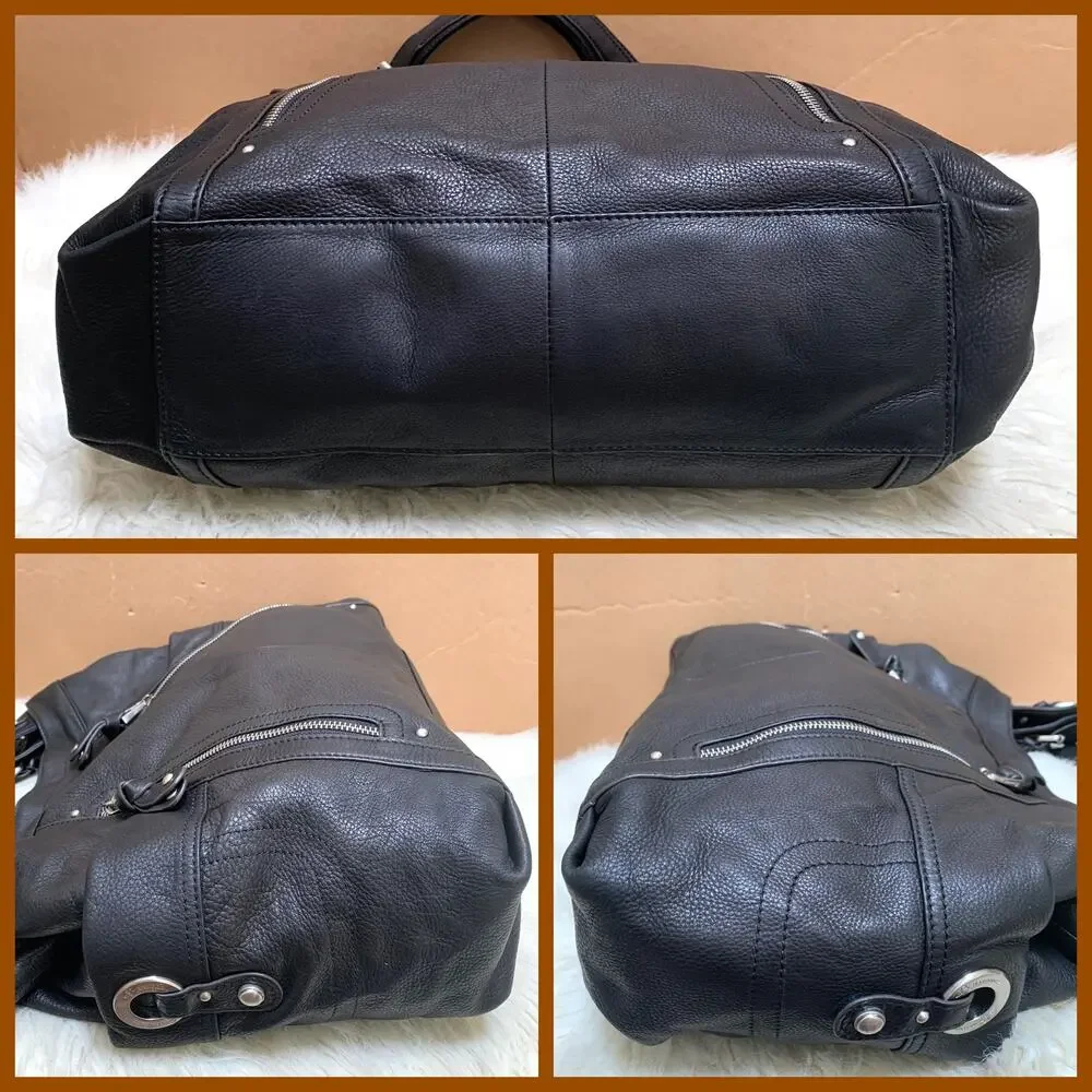 B. MAKOWSKY Extra Large Luxe Black Leather Convertible Shoulder Bag Tote